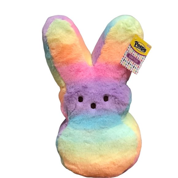 Peeps 17" Easter Bunny Pastel Rainbow Tie Dye Plushie - Picture 1 of 5